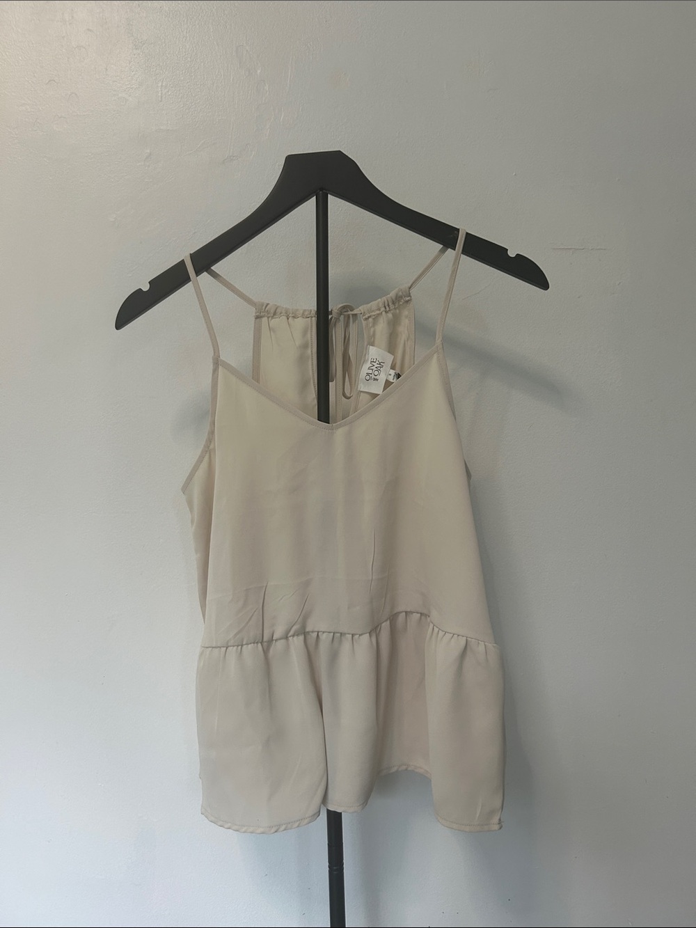 Light Beige Spaghetti Strap Peplum Tank Top